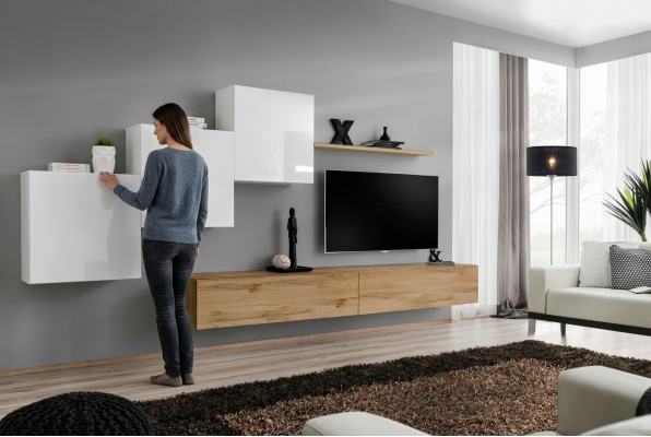 Wunnzëmmer Fernsehstänn 3x Mauer Schaf Mauer Regal Luxus Design Säitenaarbecht Wunnwand