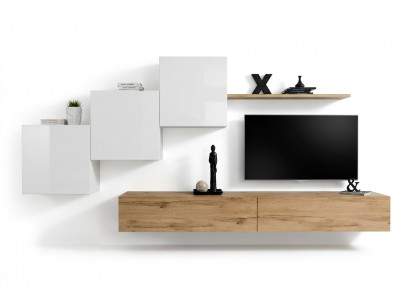 Wunnzëmmer Fernsehstänn 3x Mauer Schaf Mauer Regal Luxus Design Säitenaarbecht Wunnwand