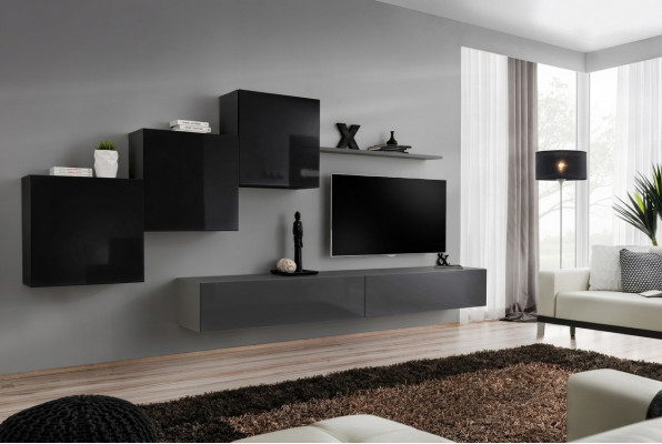 Wunnzëmmer Set Wandregal TV-Stänner Gro Wunnwand Luxus Schaf Design 6tlg.Neij.
