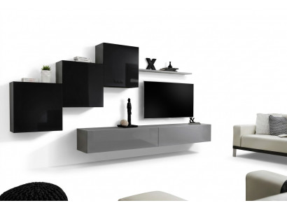 Wunnzëmmer Set Wandregal TV-Stänner Gro Wunnwand Luxus Schaf Design 6tlg.Neij.