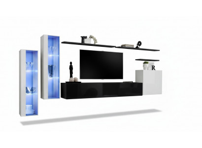 Wunnzëmmer Schwaarz Set Mauerzschaf Vitrin Luxus Wunn-Maueren TV-Stänner Design Nei