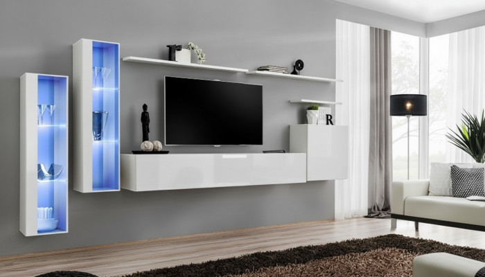 Wäiss Komplett Wunnmauer TV-Stänner Design Wunnzëmmer Luxus Schaf Wäinschaf