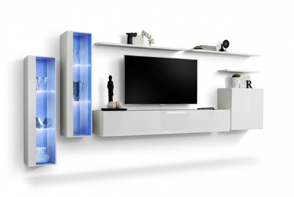 Wäiss Komplett Wunnmauer TV-Stänner Design Wunnzëmmer Luxus Schaf Wäinschaf