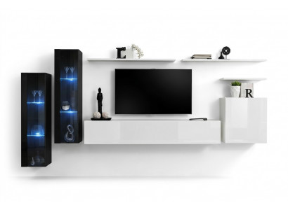 Design Wäiss Wandschaf Wandregal TV-Stänner Luxus Wunnzëmmer Vitrine Nei