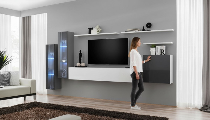 Komplett Wohnwand TV-Stänner Wandregal Luxus Wandschaf Ariichtung Designer