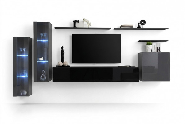 Designer schwaarz Wunnwand Sideboard Wandschaf TV-Stänner Luxus Garnitur