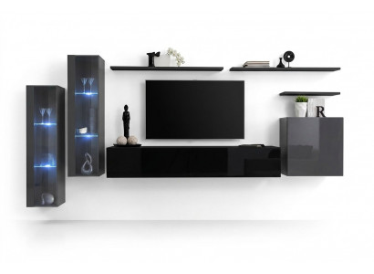 Designer schwaarz Wunnwand Sideboard Wandschaf TV-Stänner Luxus Garnitur