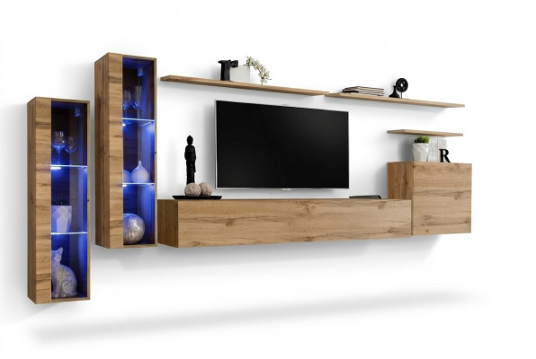 Wunnzëmmer Miwwel Ensemble Set 7-Delux Luxus Miwwel Designer Mauer Schaf Wandregal
