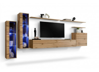 Wunnzëmmer Miwwel Ensemble Set 7-Delux Luxus Miwwel Designer Mauer Schaf Wandregal