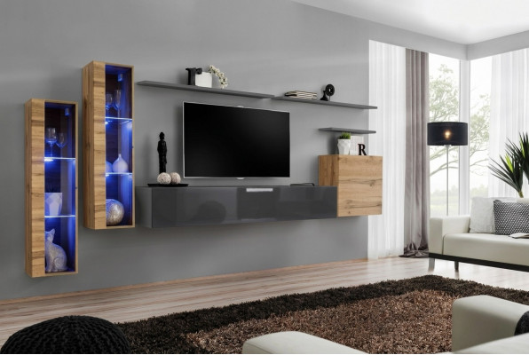 Luxus Design Miwwel Garnitur Wunnwand Sideboard TV-Stänner Ariichtung Wandregal