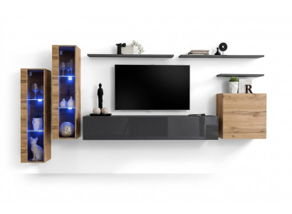 Luxus Design Miwwel Garnitur Wunnwand Sideboard TV-Stänner Ariichtung Wandregal