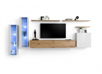 Modern Wohnwand Luxus Holz Wand Regaler Wunnzëmmer Miwwelen Designer Ariichtung