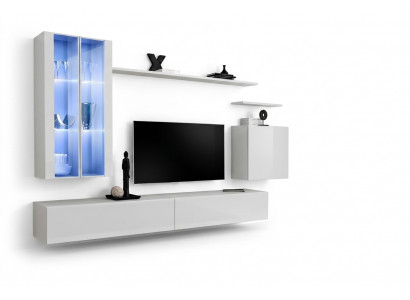 Wunnwand 7tlg 2x Hängschaf Design Miwwelen Wunnzëmmer Stil Modern TV-Stänner