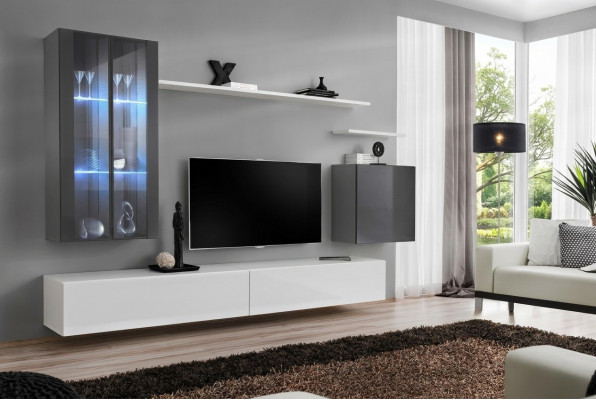 Komplett Wandregaler Wunnzëmmermiwwel 3x Mauerzouma Luxus TV-Stänner Sideboard