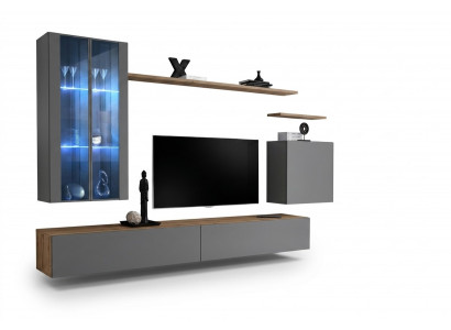 RTV Garnitur Set 7-deel. Wohnwand TV Sideboard Vitrine Hängeschaf Design Nei