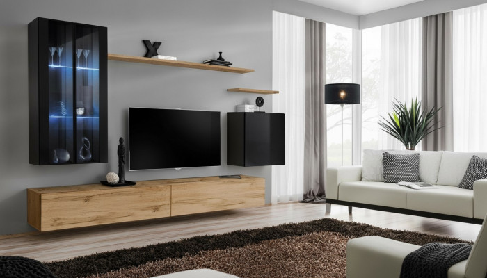 Wunnwand Hänkvitrinn Wandsschaf Designer TV-Ständer Ariichtung Regaler Modern