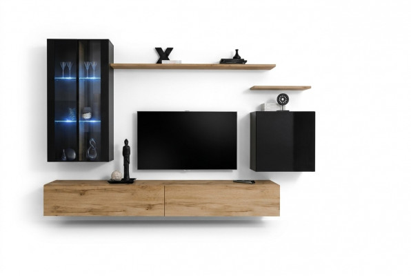 Wunnwand Hänkvitrinn Wandsschaf Designer TV-Ständer Ariichtung Regaler Modern