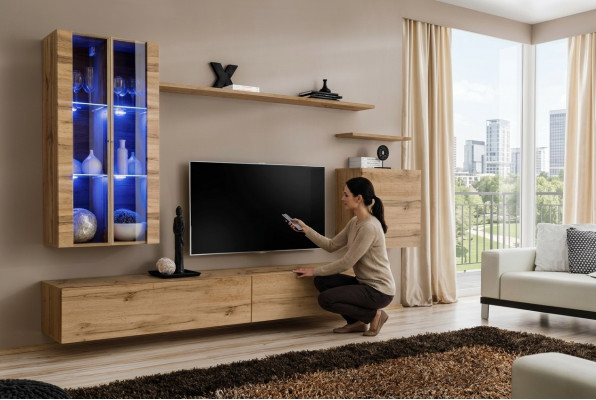 Designer Miwwel Garnitur Modern Mauerenschaf TV-Stänner Holzmobiliar Neit Säitebord