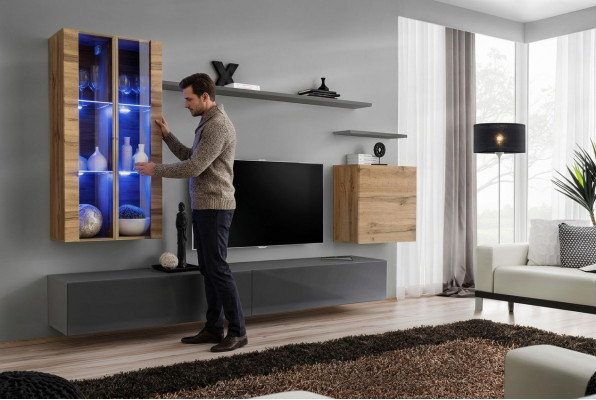 Design Miwwelen Mauerregal Wunnwand Wunnzëmmermiwwelen TV-Stänner Holzmiwwelen Sideboard
