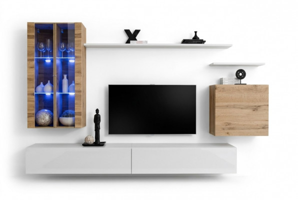 Wäiss Nei Wunnwand TV-Ständer Wandschaf Holzmöbel Stil Luxus Modern