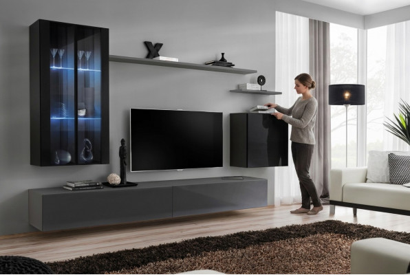 Wunnzëmmer Set 3x Wandschaf TV Stänner Wunnmiwwel Modern Designer Stil