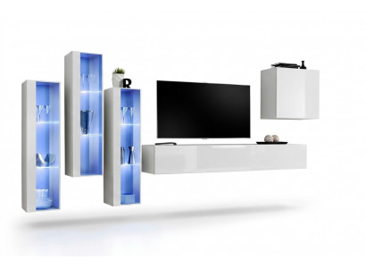 Wäiss Komplett Design Wunnwand Sideboard 4x Schaf RTV Louboard TV-Stänner