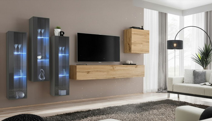 Wunnzëmmer Wunnwand Holz Luxus Garnitur Ariichtung nei Stil Modern Luxus Brong