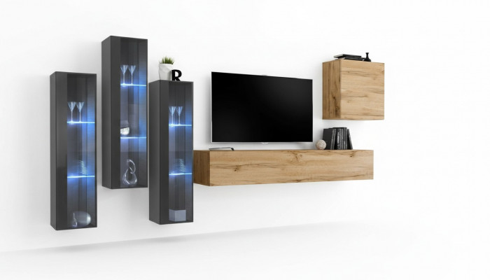 Wunnzëmmer Wunnwand Holz Luxus Garnitur Ariichtung nei Stil Modern Luxus Brong