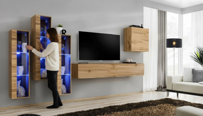 Wunnzëmmermiwwele Héichglanz Wunnwand TV Ständer Garnitur Luxus Stil Designer