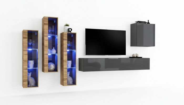 Luxus Wunnwand Gro Héichglanz TV Stänner Designer Sideboard Wunnzëmmer Set