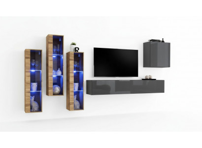 Luxus Wunnwand Gro Héichglanz TV Stänner Designer Sideboard Wunnzëmmer Set