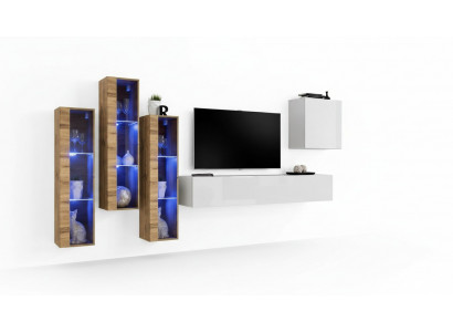 Komplett Set 5tlg Wunngzëmmer Holz Ariichtung Modern Designer Garnitur Héichglanz