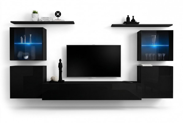 Schwaarz Wunnwand Wunnzëimmermiwwelen Luxus Wand Schaf Komplett Designer Nei