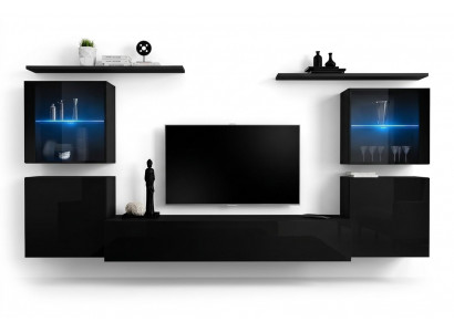 Schwaarz Wunnwand Wunnzëimmermiwwelen Luxus Wand Schaf Komplett Designer Nei