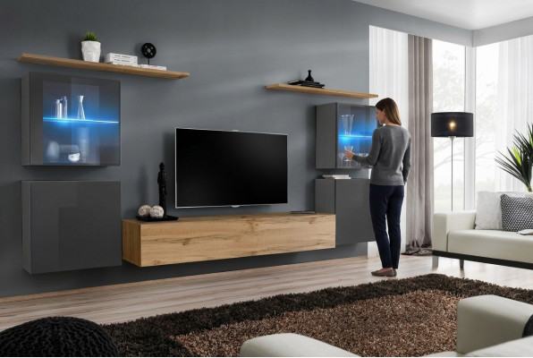 Designer Braun Wunnengswand Wandregaler Schaf Wohnzimmer Holzmiwwelen Stil Modern