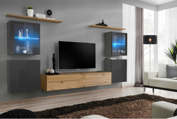 Designer Braun Wunnengswand Wandregaler Schaf Wohnzimmer Holzmiwwelen Stil Modern