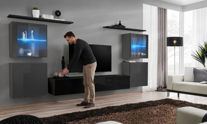 Modern Mauer Schaf Wandregaler Säitentafel TV Stänner Designer Set 7 Stéck