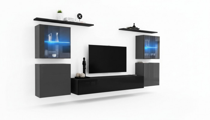 Modern Mauer Schaf Wandregaler Säitentafel TV Stänner Designer Set 7 Stéck