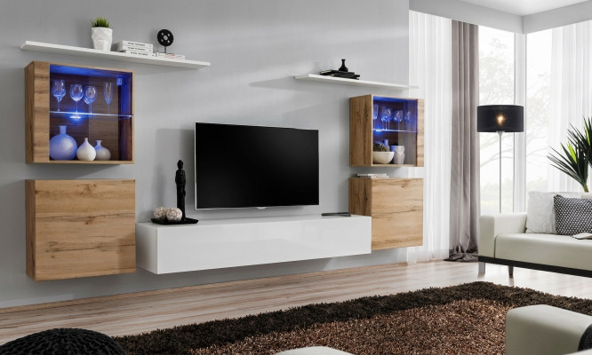 Luxus wäiss Wunnwand Wunnzëmmer Designer Grupp Modern Miwwelen TV Ständer