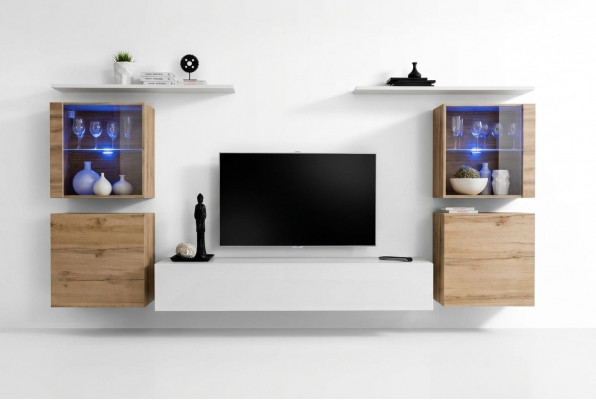Luxus wäiss Wunnwand Wunnzëmmer Designer Grupp Modern Miwwelen TV Ständer
