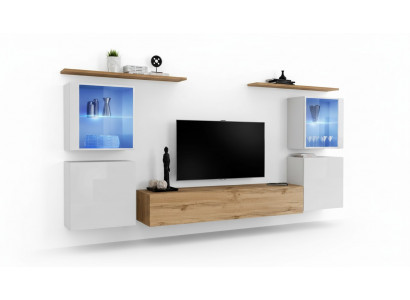 Komplett Braun TV-Ständer Set 4 Deeler Designer Wunnzëmmermiwwel Wand Regaler Miwwelen