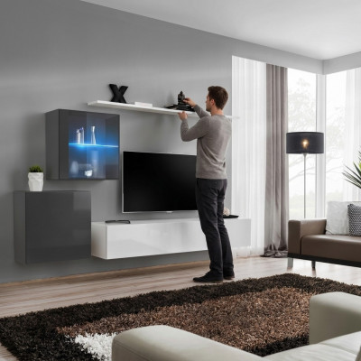 Luxus Set Modern Wunnwand Wunnzëmmermiwwelen Wand Regal Miwwelen TV-Ständer Garnitur