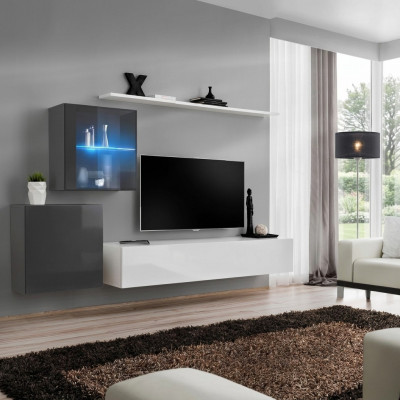 Luxus Set Modern Wunnwand Wunnzëmmermiwwelen Wand Regal Miwwelen TV-Ständer Garnitur
