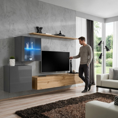 TV-Ständer Luxus Designer Wunnzëmmer Mauer Regal Holz Modern Ariichtung