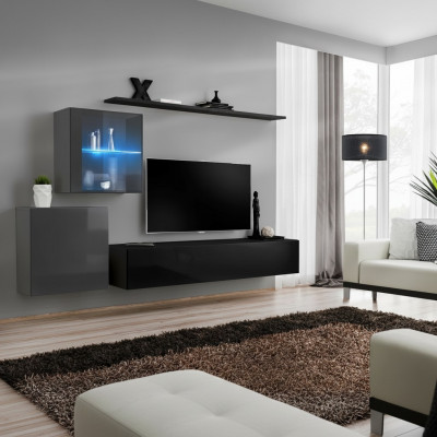 Wunnwand 2x Wandsschaf Ariichtung Héichglanz Wand Regal Designer Holz Miwwelen