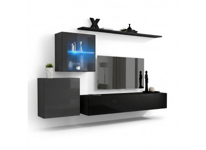 Wunnwand 2x Wandsschaf Ariichtung Héichglanz Wand Regal Designer Holz Miwwelen