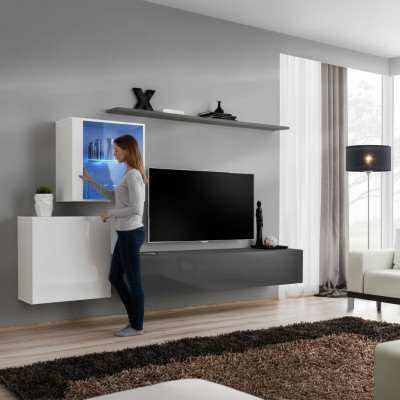 Wohnwand Holzmöbel Mëbelschränk Designer Wand Regal Komplett Miwwelen Designer.