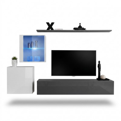 Wohnwand Holzmöbel Mëbelschränk Designer Wand Regal Komplett Miwwelen Designer.
