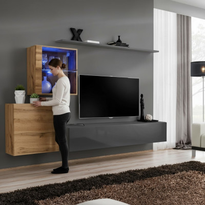 Wand Regal Komplett Set Designer Wunnzëmmermiwwelen Luxus Miwwel Holz Ariichtung