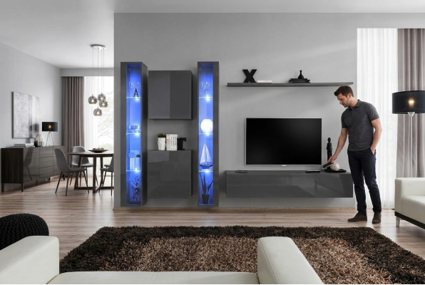 Luxus 2x Hänkvitrinn Nei Wunnwand 2x Wandschaf Komplett Set Wand Regal Nei